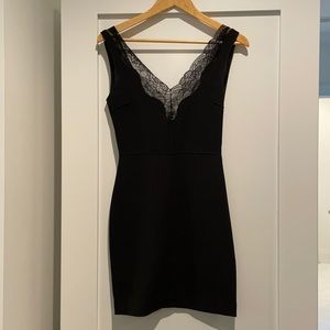 Zara Woman black lace neck dress